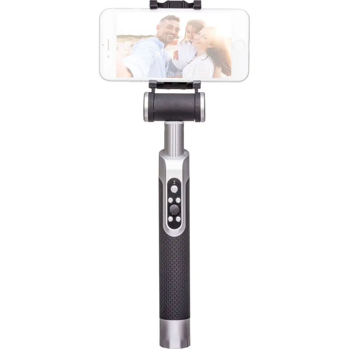 Pictar Smart Selfie Stick - Rechargeable Battery, Compact, Remote-Controlled for Smartphone, Cellphone, Android Devices, Black & Silver