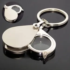1PC Metal keychain magnifying glass high-definition glass portable foldable Stainless Steel Keychain For Bags