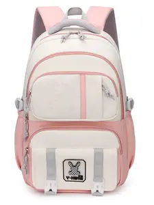 Colorblock Letter Pattern Cartoon Decor Backpack, Large Capacity Casual Fashion Backpack, Student School Bag, Laptop Bag for Women & Men