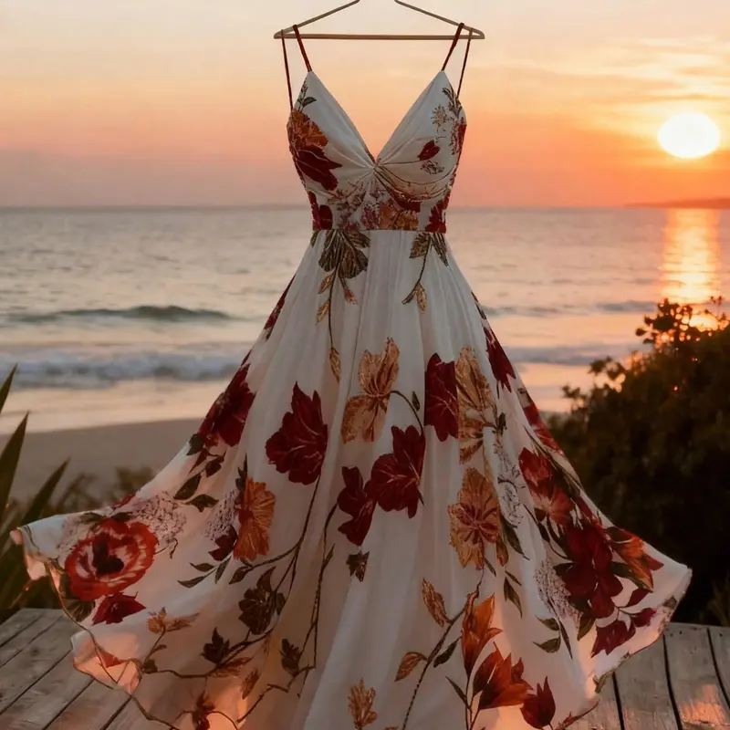 Women's Plus Size Elegant Casual Floral Print Sleeveless Dress, Comfortable Stylish and Chic Summer Dress, Casual Beach Sundress, Perfect for Daily Wear