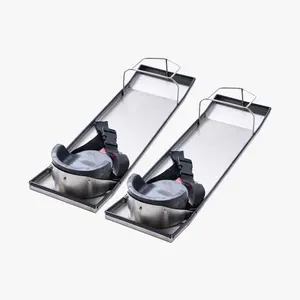 VEVOR Concrete Knee Boards Stainless Steel,  28'' x 8'' Concrete Sliders, 2 Pairs Concrete Knee Pads Moving Sliders, with Knee Pads & Board Straps for Cement and Concrete Finishing