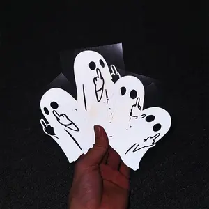 Ghost - PVC Sticker Middle Finger Ghost Decal I Reflective Car Decal/Motorcycle Decal, Suitable for Car Windows and Paint (2/4 pcs)
