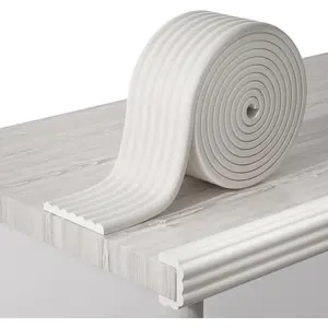 16.5FT 0.32''Th W-Shape Corner Edge Protector for Baby Proofing 3.2'' Wide Pre-Taped Foam Safety Bumper Pad for Furniture Wall Fireplace Stair Door (White)
