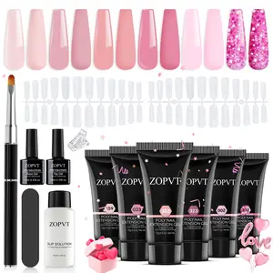 Poly Extension Gel Nail Kit, 14 Kits with Sliding Solution & Manicure Tools, Beginner-Friendly DIY Nail Art Set, Polygel Nail Kits, Poly Gel Nail Kit Complete