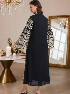 New Modest Evening Party Elegant Luxury Embroidery Dress Front Tassel Stand Collar