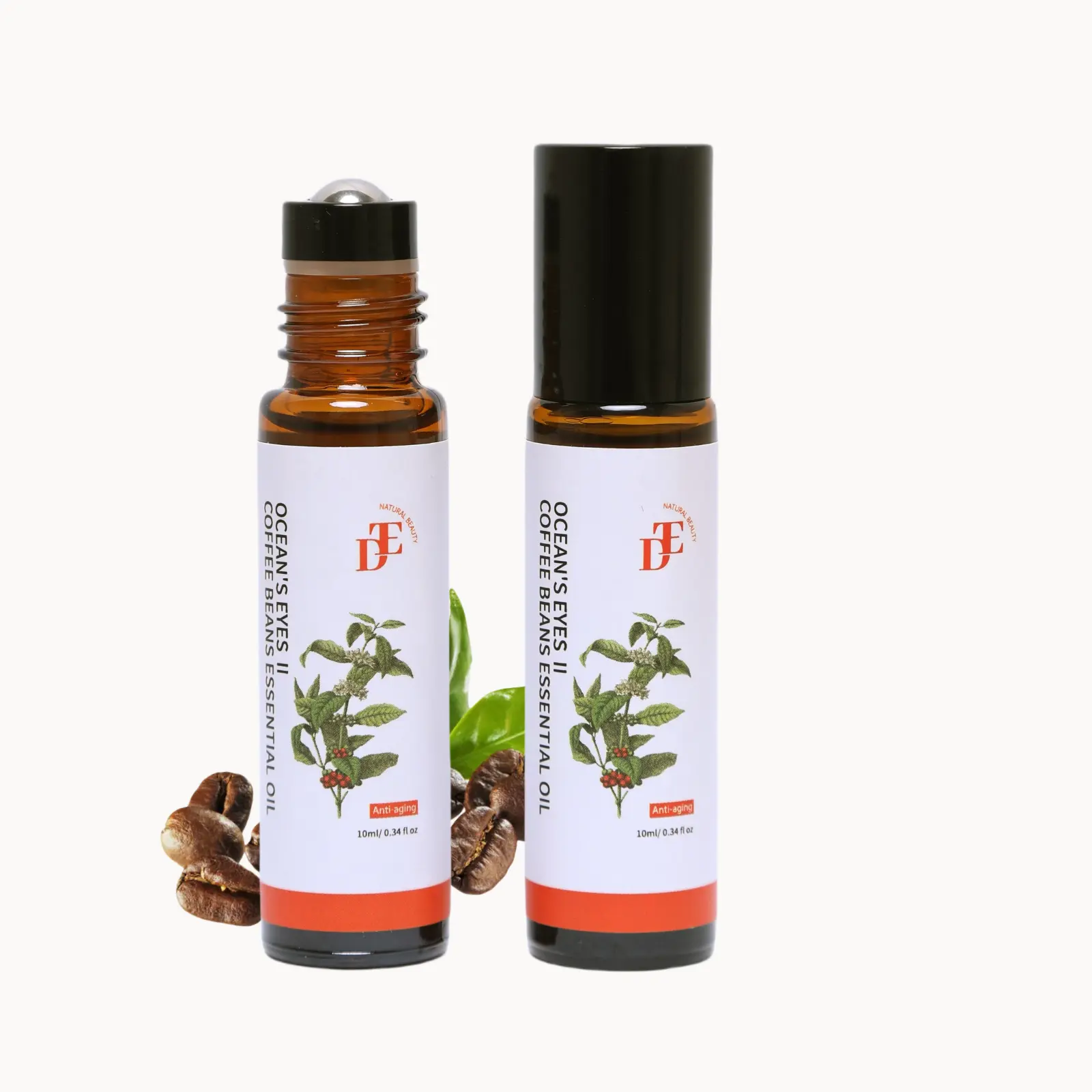 Coffee Beans Oil  Serum Moisturizing for Dark ,  Serum Oil with Massage Roller Ball for eye Puffiness, Anti-Wrinkles, Bright