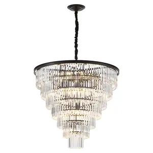 iTni Large Crystal Chandelier 35.43-Inch 7-Tier Modern Crystal Chandeliers Lighting Fixture, Raindrop K9 Round Light , No Bulbs included