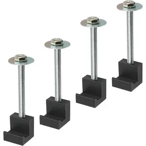 4Pcs Truck Tool Box Mounting Kit - Upgraded J Hook Crossover Tool Box fits for Pickup Truck Tool Box Mount Tie Downs, Universal Aluminum Truck Tool Box Tie Downs Accessories, Black