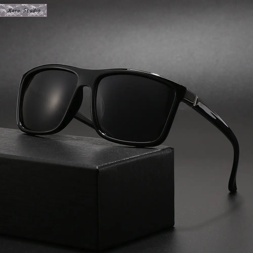 Men's Classic Square Sunglasses - 70s Aesthetic, Black Dark-Lensed Real Film Polarized Outdoor Eyewear for Road Trips, Beach Days, Uv Protected, 70S Men's Sunglasses, Driving / Ootd