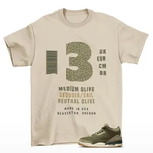Sneaker Label Jordan 3 Family Affair Medium Olive Matching Sneaker Tee Shirt Tan