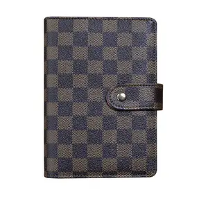 A6 Size Faux Leather Plaid Notebook, Detachable Refillable Inner Pages, Multi-Functional Storage, Ideal for Work, School, Logs