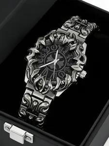 1pc Quartz Watch with Luminous Function, Fashion Luxury Round Case, Unisex Unique Design, Fashionable Analog Watch, Perfect for Valentine's Day, Father's Day, Halloween Gift