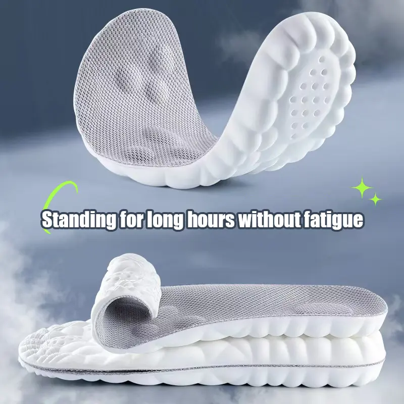 4D Cloud Technology Shoe Insoles for Men & Women, Breathable PU Footwear Insoles with Memory Foam, Shock Absorption, Customizable Fit, Dry Quick-Drying, Manually Measured, Ideal for Sports & Daily Wear, 4D Shoe Insoles