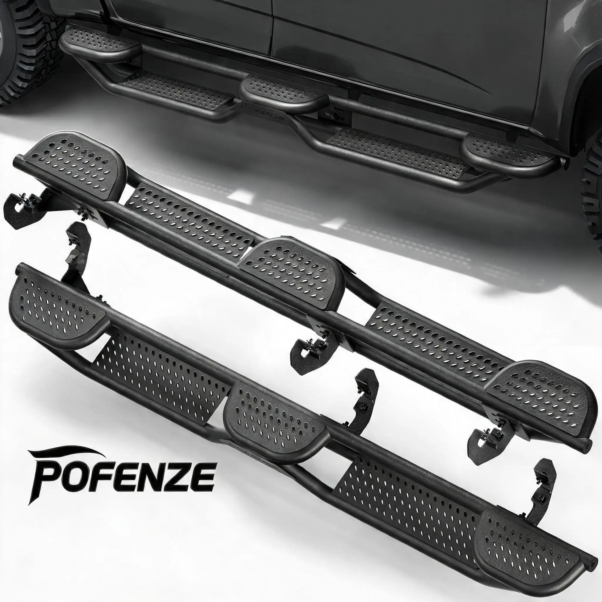 POFENZE-NADIA Running Boards, 2PCS Heavy-DutyCarbon Steel Nerf Bars for 2015-2026 Chevy Colorado Crew Cab & GMC CanyonCrew Cab, 2-Raised Step Design Truck LightRock Sliders, Vehicle Accessories, Convenience, Daily Driving