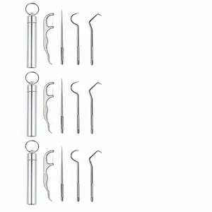 Portable Dental Floss & Picks Bundle, Stainless Steel Dental Floss Set, 2/3 Packs of 4-Piece Dental Cleaning Tools Set, Multifunctional Oral Care for Home and Travel, Oral Care Supplies, Oral Hygiene Essentials