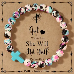 Faith-Inspired Cross Prayer Bracelet, Religious Jewelry Gift with Psalm 46:5 for Spiritual Strength, Unisex Word Bracelet Ideal for Daily Wear or Meaningful Gifting
