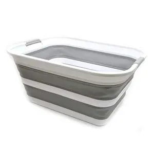 SAMMART Collapsible Plastic Laundry Basket - Foldable Pop Up Storage Container/Organizer - Portable Washing Tub - Space Saving Hamper/Basket