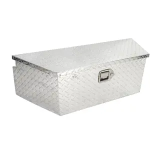 GARVEE 39Inch Trailer Tongue Boxes,Heavy Duty Aluminum Trailer Tool Box With Lock and Keys,Diamond Plate Storage Box,Waterproof Trailer Box for Pick Up Truck Bed,RV Trailer,Silver