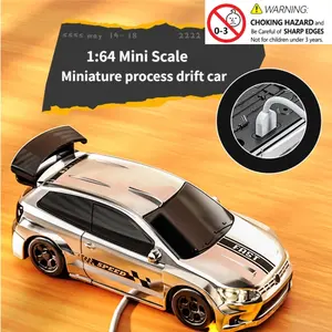 1:64 Mini RC Desktop Drift Car, 2.4GHz Remote Control, 4wd High-Speed Racing Car, 2 Speed Adjustments, LED Lighting, USB Charging, RC Model Car