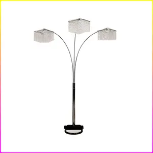 84" Tall Metal Floor Lamp with 3 Crystal Shaded Arches