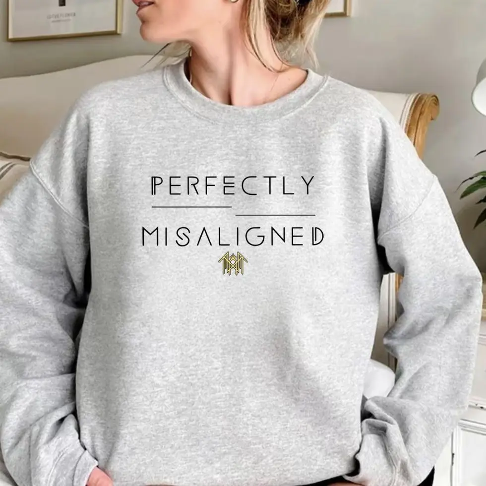Womenswear Unisex Pullover Sweatshirt - Perfectly Misaligned Sleep Token Black Graphic Crewneck, Music Fan Gift Merch