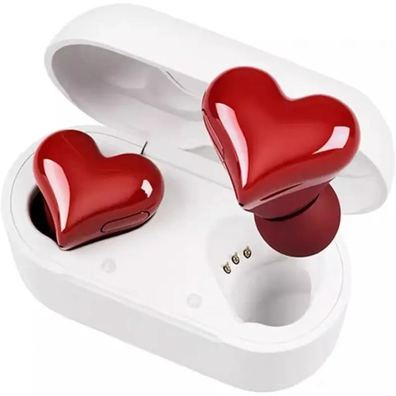 Heart Shaped Noise Canceling Bluetooth 5.3 Earbuds - Waterproof Electronic Audio Wireless Earbuds with Gyro Sensor, USB Charging Case, for Gym Use & Party Gifts (Home & Festive Party Supplies) summerwins