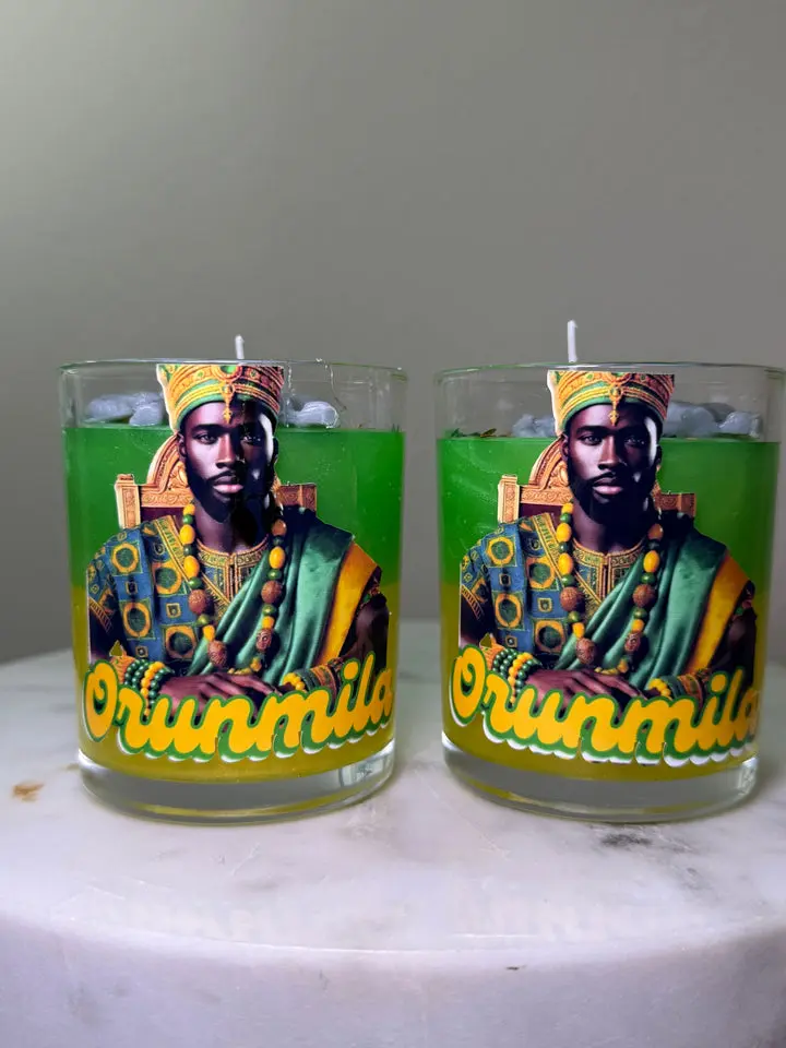 Orunmila Artisanal Aromatherapy Candles - 2-Piece Colored Gel Wax Set, Long-Burn Decor Accessories for Home Room Decorations, Apartment Decorating, Relaxation & Meditation (Artisanal Look Design), Two Piece Set