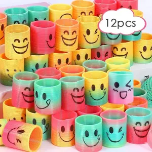 Random Color Mini Party Gift, Party Gift Packs, 12pcs/set Colorful Rainbow Coil Spring, Birthday Party Gift, Classroom Reward, Holiday Gift for Boys & Girls, Goodie Bag Stuffers, Party Favors, Goodie Bags Fillers