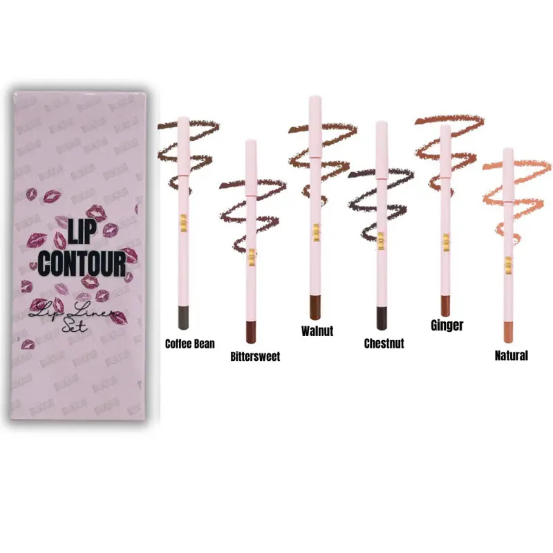 Lip Contour Lip Liner Set - Includes Coffee Bean Walnut Ginger & Natural Shades for Bold to Natural Looks Enhance Your Lips Perfect Makeup Look Cosmetic Lipliner