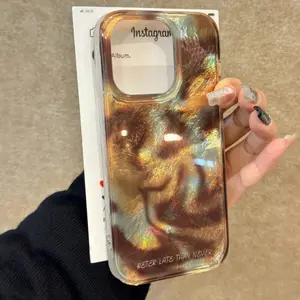 Artistic Glitter Gradient Tinfoil Pattern Phone Case For iPhone 16 Pro Max 13 15 Pro 12 14 Retro Cover phone cases cellphone protect smartphone