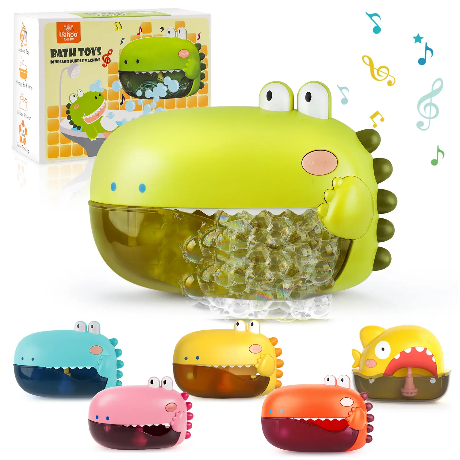Bubble Maker with 12 Songs for Kids, Upgraded 5 Suction Cup, Water Pool Toys, Summer Bath Time Fun, for Summer Pool Fun, Ideal Birthday Gifts for Children, Dinosaur Bath Bubble Maker are Full Of Summer Vibes