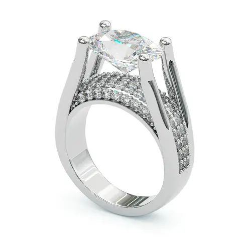 Jzora 925 Sterling Silver Engagement Ring - 3.5 Carat 8*12mm Oval Cut Cubic Zirconia, 3.9mm Band, Elegant Casual Ring for Adults, Unisex Wedding Promise Jewelry for Wedding Wear with Sparkling Look