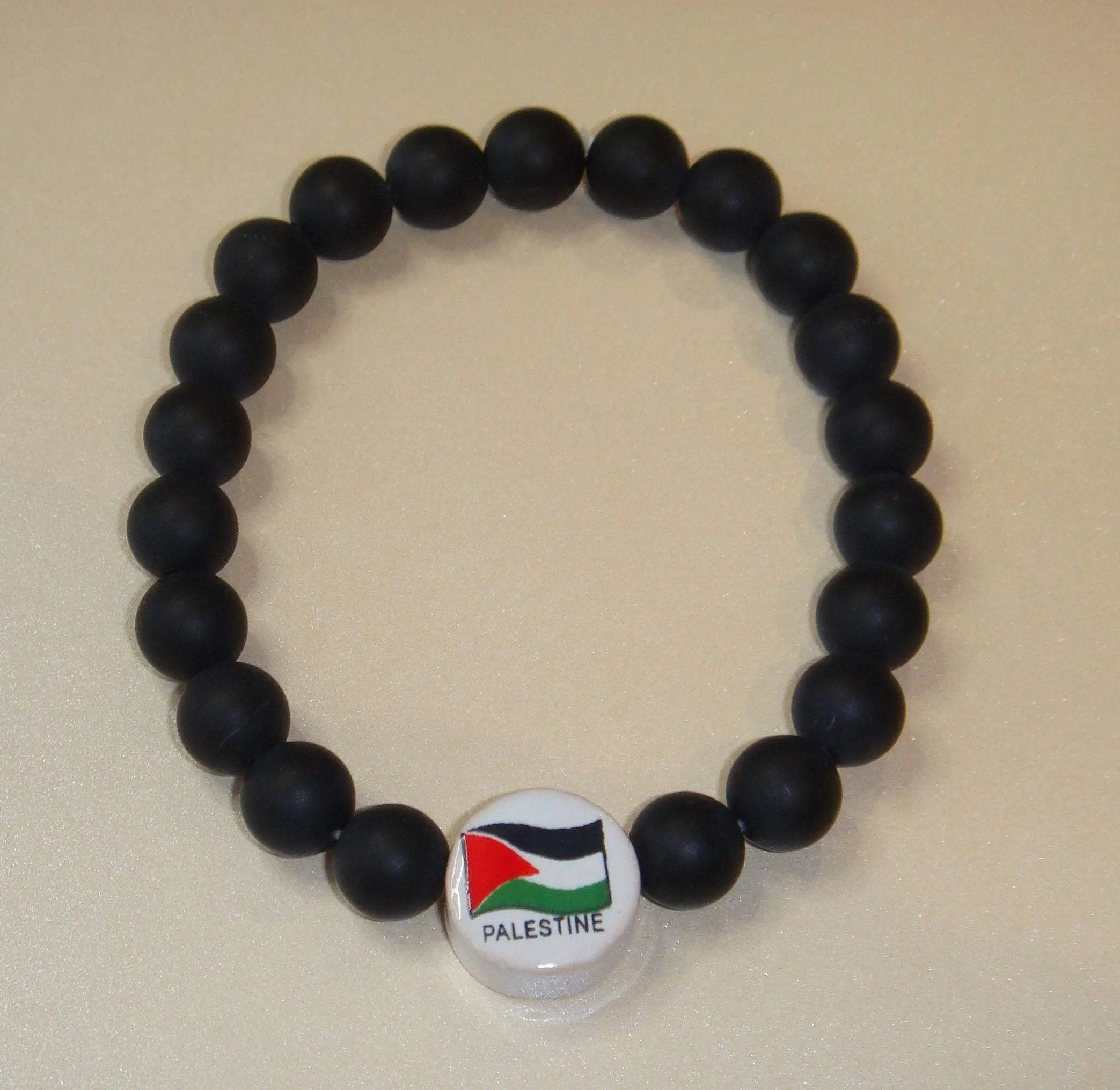Palestine Black Onyx Crystal Beaded Bracelet