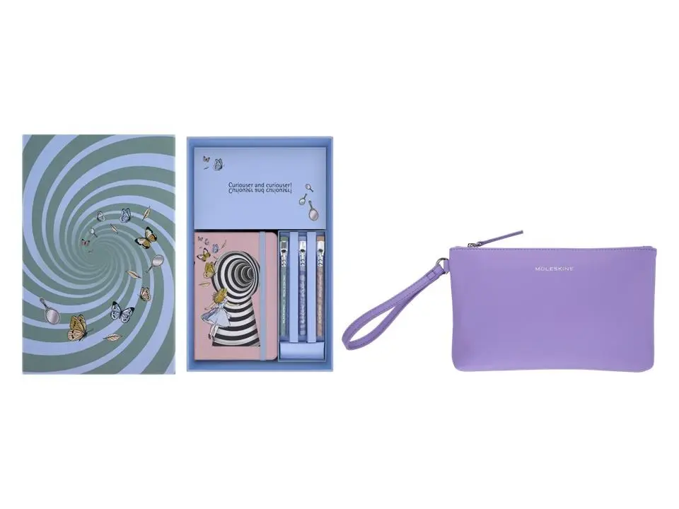 Moleskine Limited Edition Alice’s Adventures in Wonderland Premium Box - Hardcover Pocket Fairy Tale Notebook (3.5"x5.5"), 160 Plain Pages, Alice Design, Mini Pouch, 3 Blackwing Mini Pencils, Ribbon Bookmark, Flyleaf, Eco-Friendly