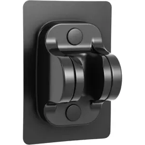 Adhesive Adjustable Wall Mounted Heavy Duty Shower Head Holder Bracket, ABS Plastic Stick on Wall Holder for Handheld Shower Heads (MateBlack-1)