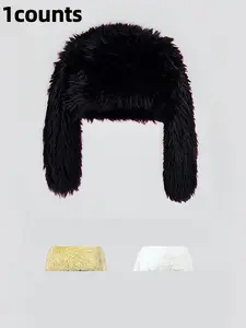 Cute Long Rabbit Ears Plush Hat, Warm Ear Protection Beanie, Festival Halloween Party Hats Accessory, Thickened Fisherman Hat for All Seasons, Bunny Bonnet