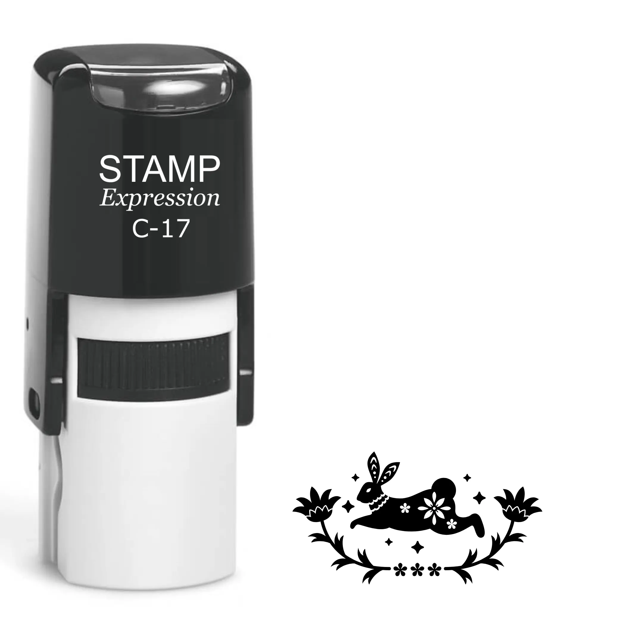 Ornate bunny with flowers Self Inking Rubber Stamp (SH-64060)