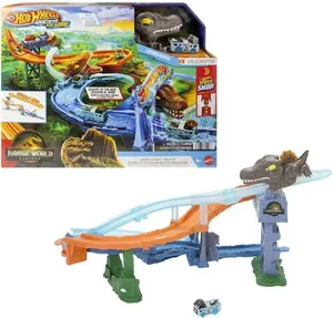 Mattel - Hot Wheels Racerverse Jurassic World: Rebirth Crash & Splash Track Set  [Collectible Figurine/Statue/Bust] Toy Car