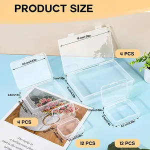 Pack of 32 Small Storage Box with Lid, Storage Container with Lid with Different Sizes, Transparent Plastic Storage Box for Tablets, Jewellery, Crafts