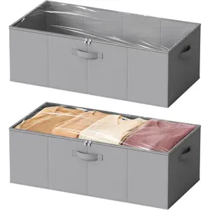2 Pack 10" High Under Bed Storage Bins with Lids
