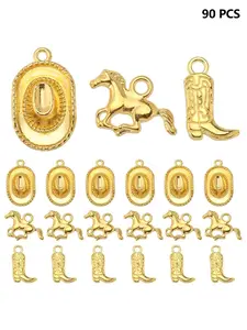 90 Piece Western Cowboy Jewelry Set, Hidden Style 3D Mini Cowboy Hat Accessories, Horse Charms, Dual-Sided Boot Decorations, Fashionable Jewelry