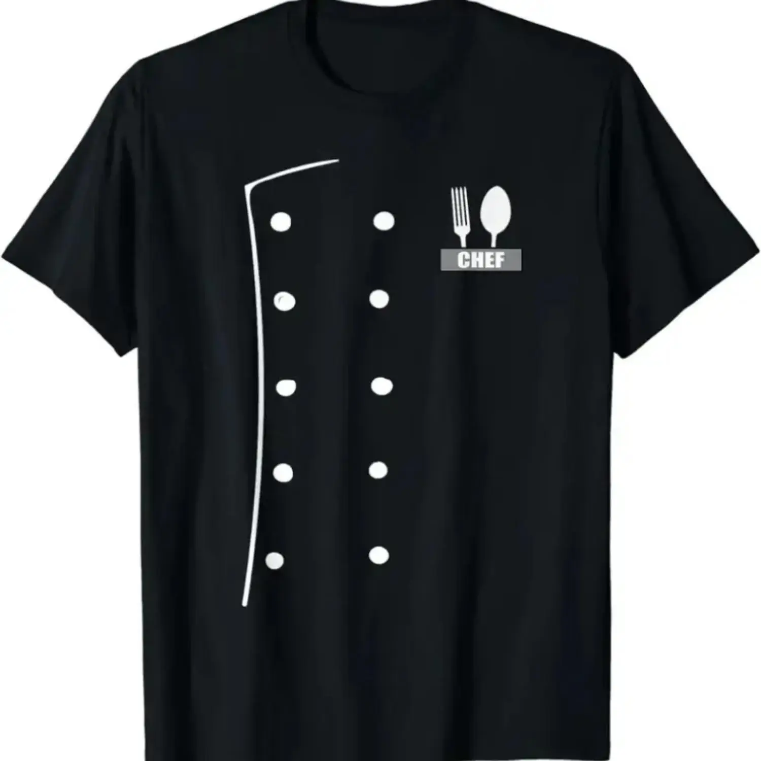 Humorous Chef Costume Coat and Uniform Cook Jacket for Cooking Cotton T-Shirt Men's Clothing