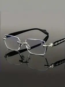 Unisex Frameless Flat Glasses, Vintage Classic Neutral Eyewear, Suitable for Daily Work, Study, Commuting, Reading, Vintage Style Glasses