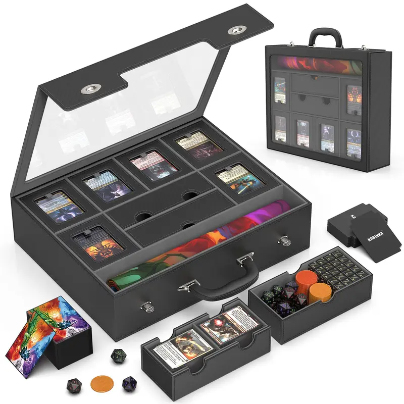 best mtg card storage SENVINI 4-Row Trading Box, Bulk Cards Case for 3200+ tcg Magic Playing Game Card Organizer, Commander Deck Box with 4 Supports & 24 Dividers & Strap : Toys & Games Store your TCG cards securely with the Scimi 5 Ultimate Card Storage Solution for