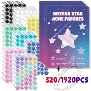 320/1920pcs hydrocolloid acne patches, Acne Pimple Patch, premium star-shaped design, 7+1 colors, suitable for all light beige, especially ideal for daily makeup, gatherings, parties, and dances