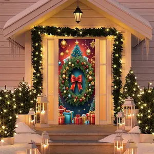 Elastic Room Door Decoration Set, Simple Installation, Christmas Halloween Door Cover, Holiday Party Decor, 82.7in X 35.4in