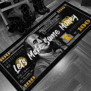 Dollar Bill Pattern Carpet, Soft Comfortable Rug, Home Decor Rugs, Bedroom Bedside Long Strip Mat, Creative Personalized Entrance Rug, Suitable for Living Room, Hallway, Kitchen, Balcony, Laundry Room