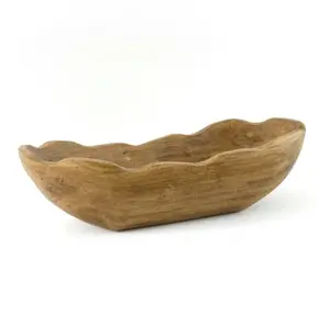 BH&G Mid-Tone Brown Wood Dough Bowl - Hand-Carved Satin Finish - Moss, Nature Stylish Tabletop Wooden