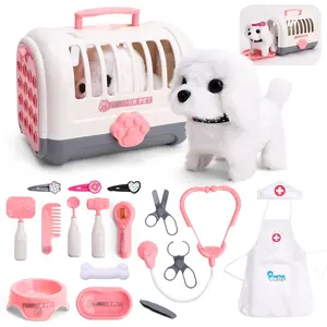 Plush Toy Dog Electronic Interactive Toy, Doctor Role Play Medical Themed Imaginative Play Dollhouse Toy, Children Companion Animal Toy, Suitable for Ages 3+, Soft and Safe, Quality Materials