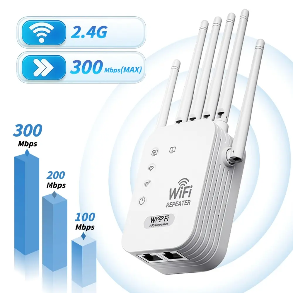 Wireless WiFi Extender with Ethernet Port Long Range, Internet Booster For Wifi, Wifi Extenders Signal Booster For Home, Wifi Extender 2.4GHz Signal Booster WiFi Repeater 300mbps Wifi for Gaming, Install Wide Compatibility